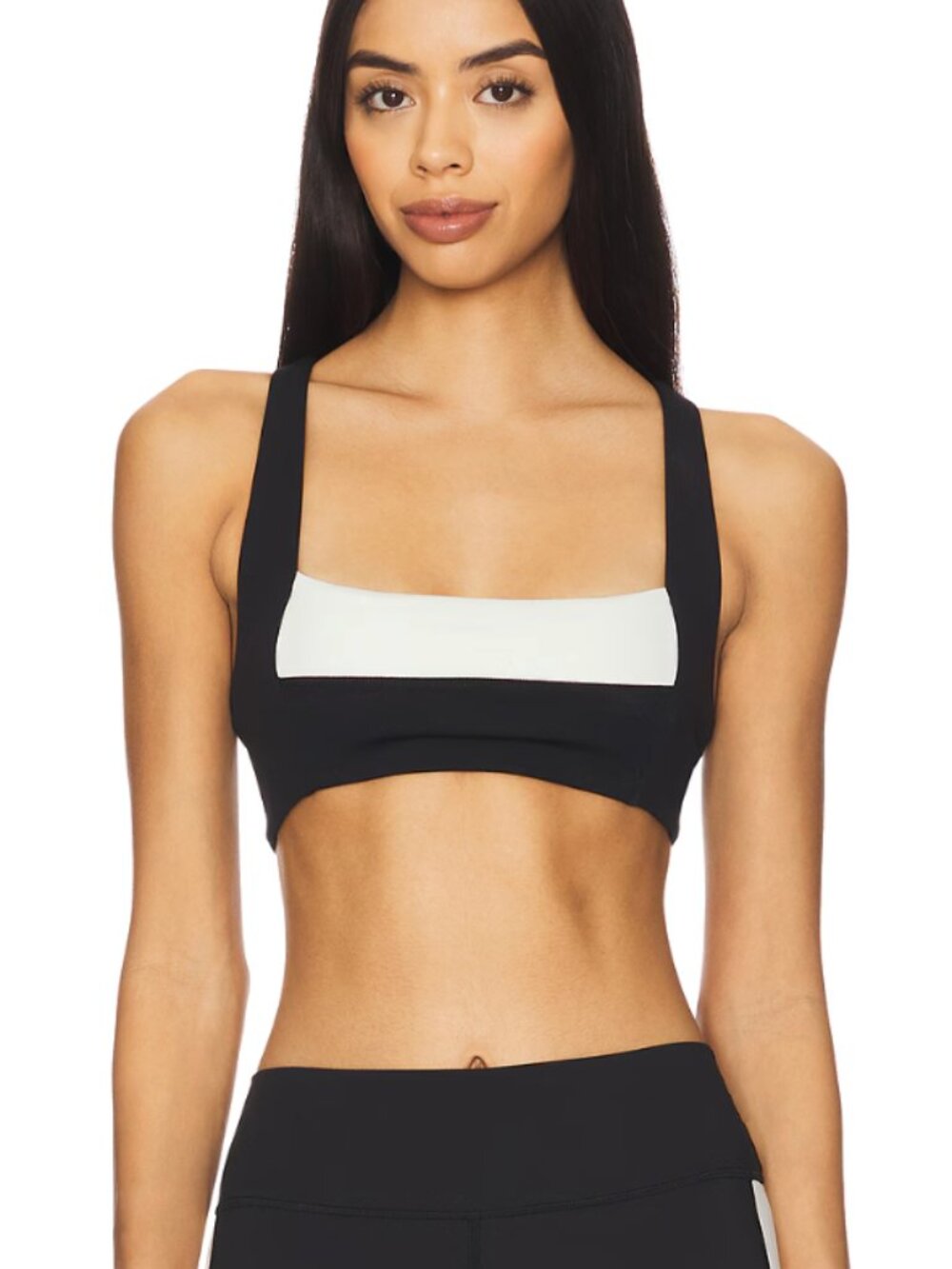 LSPACE Uppercut Sports Bra in Black & Cream medium